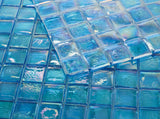 Mosaic Glass Tile Squares - Light Blue