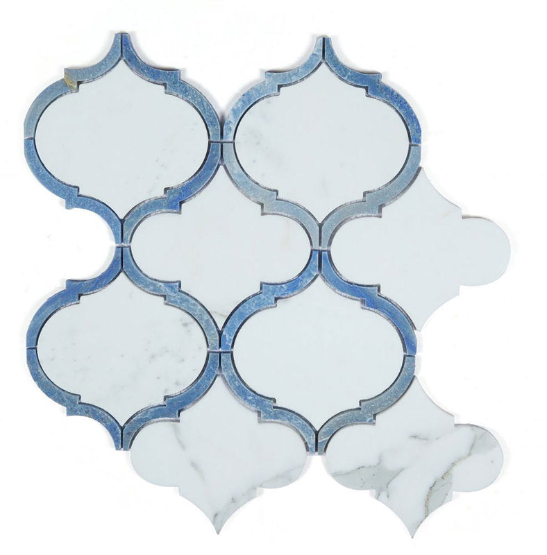 Arabesque Shape Italian Calacatta Marble - Sapphire