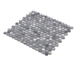 Mosaic Handmade Porcelain Penny Round - Blue Grey Glossy