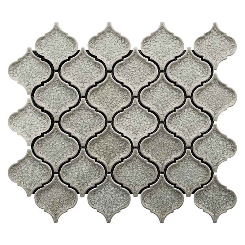 Crackle Glass Porcelain and Glass Arabesque - Noble Gray