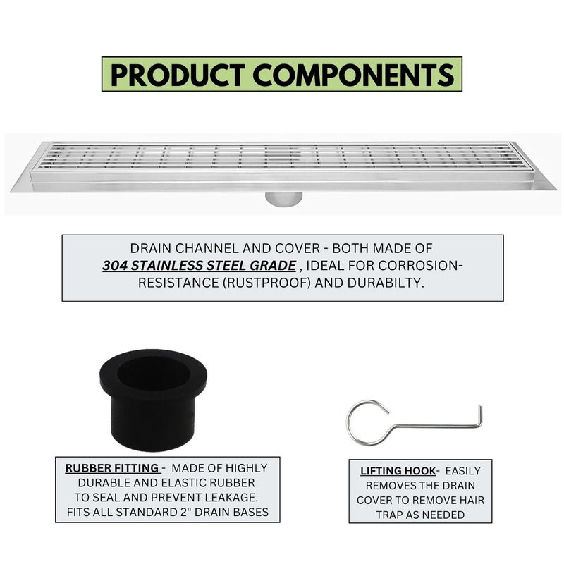 SereneDrains Linear Shower Drain Linear Wedge - Polished 59
