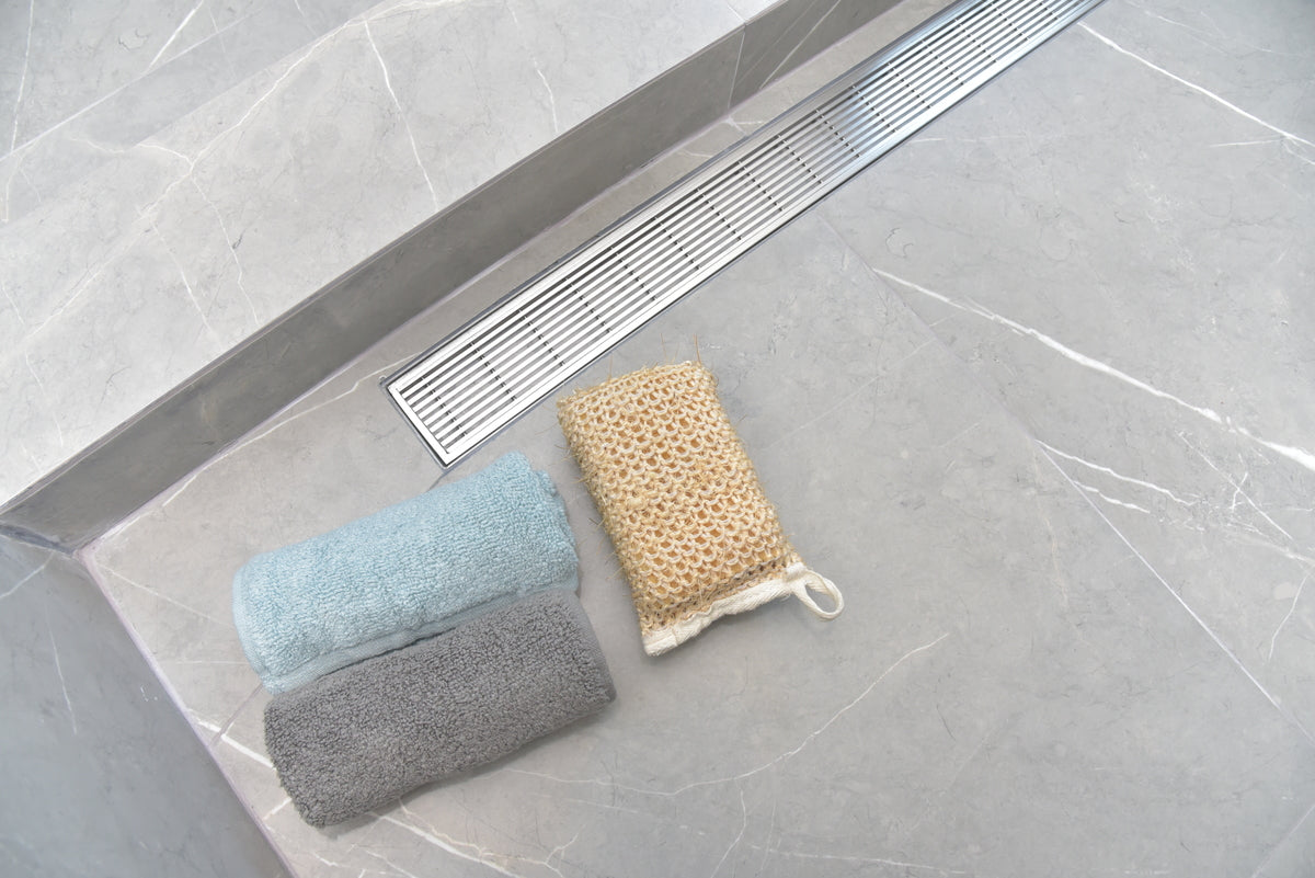 SereneDrains Linear Shower Drain Linear Wedge - Brushed 59