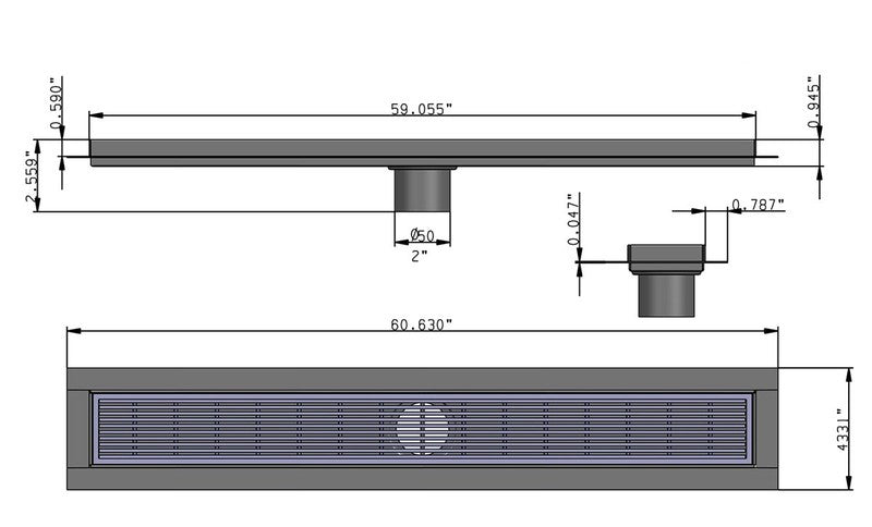 SereneDrains Linear Shower Drain Linear Wedge - Polished 59