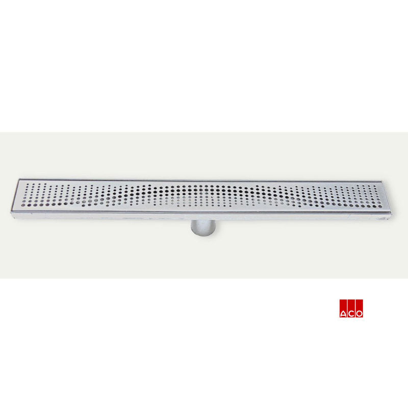 Quartz Plain Edge Linear Drain Round Pearl