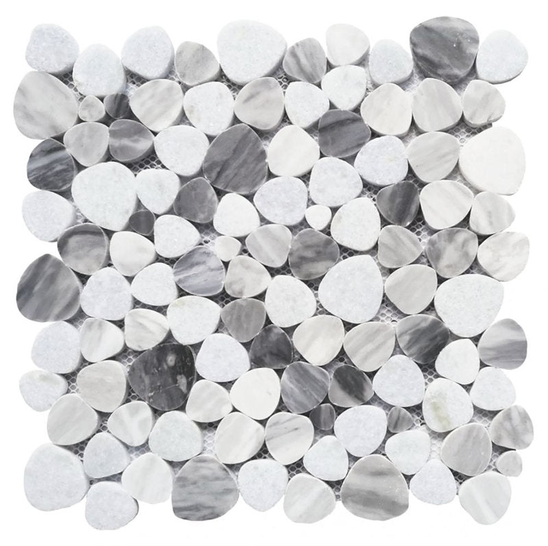 Marble Pebbles Mosaics Heart Shape - Sky Blue