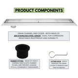 SereneDrains Linear Shower Drain Offset Outlet Tile Insert - Brushed 35
