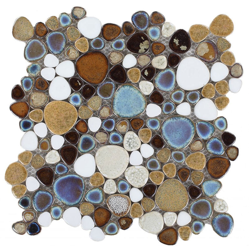 Mosaic Porcelain Tile Mancala Pebble Series - Mango