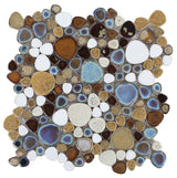 Mosaic Porcelain Tile Mancala Pebble Series - Mango