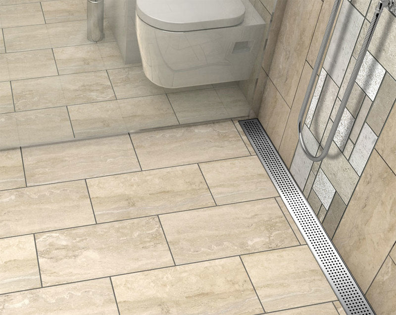 Quartz Linear Shower Drain Quadrato - Polished Chrome
