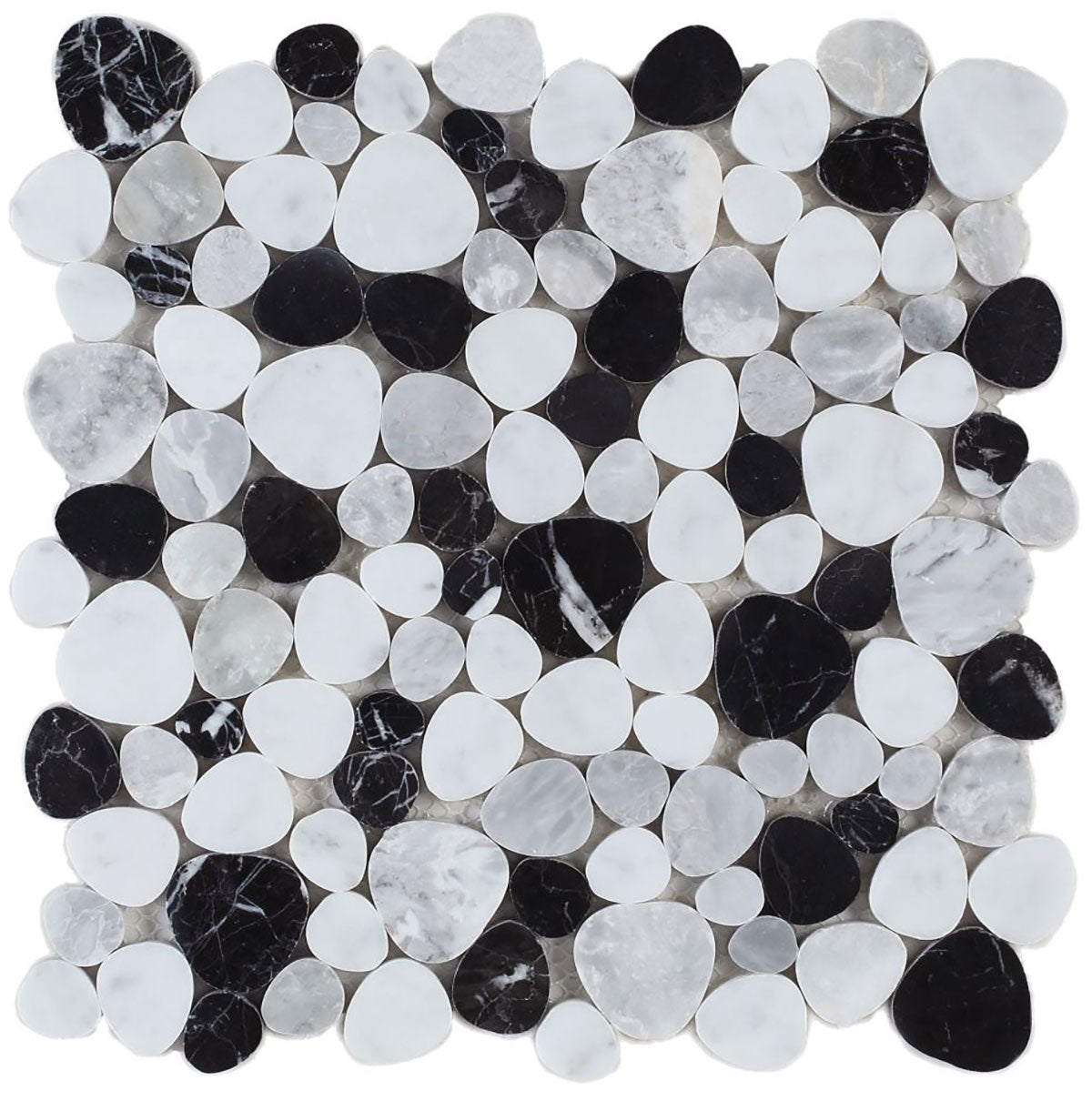 Marble Pebbles Mosaics Heart Shape - Black and White