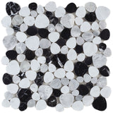 Marble Pebbles Mosaics Heart Shape - Black and White