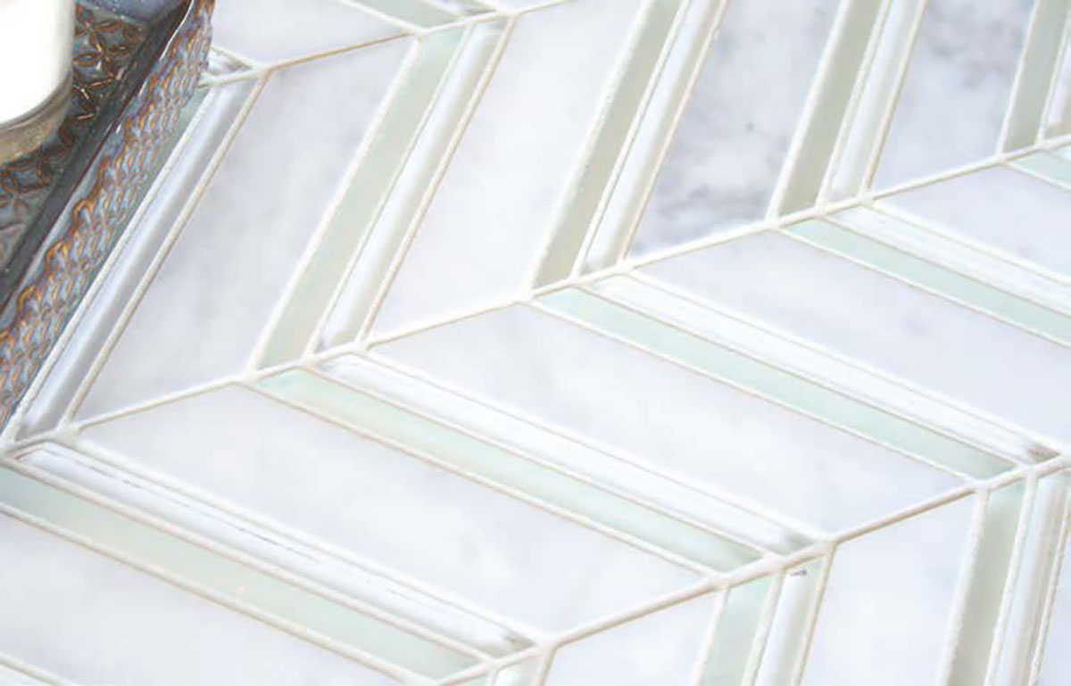 Chevron Carrara Honed and Glass - Carrera Blend