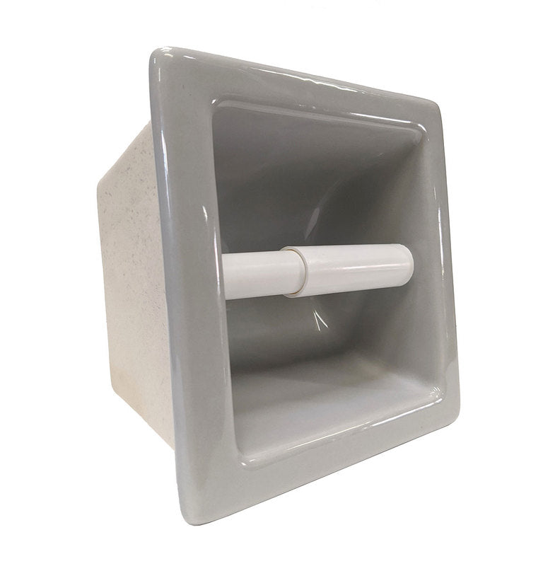 Porcelain Recessed Tissue Holder Sterling Silver Glossy