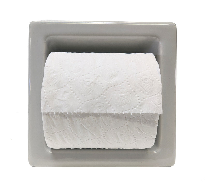 Porcelain Recessed Tissue Holder Sterling Silver Glossy
