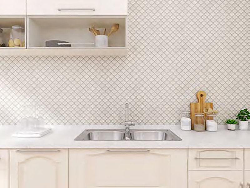 Crackle Glass Porcelain and Glass Arabesque - White Velvet