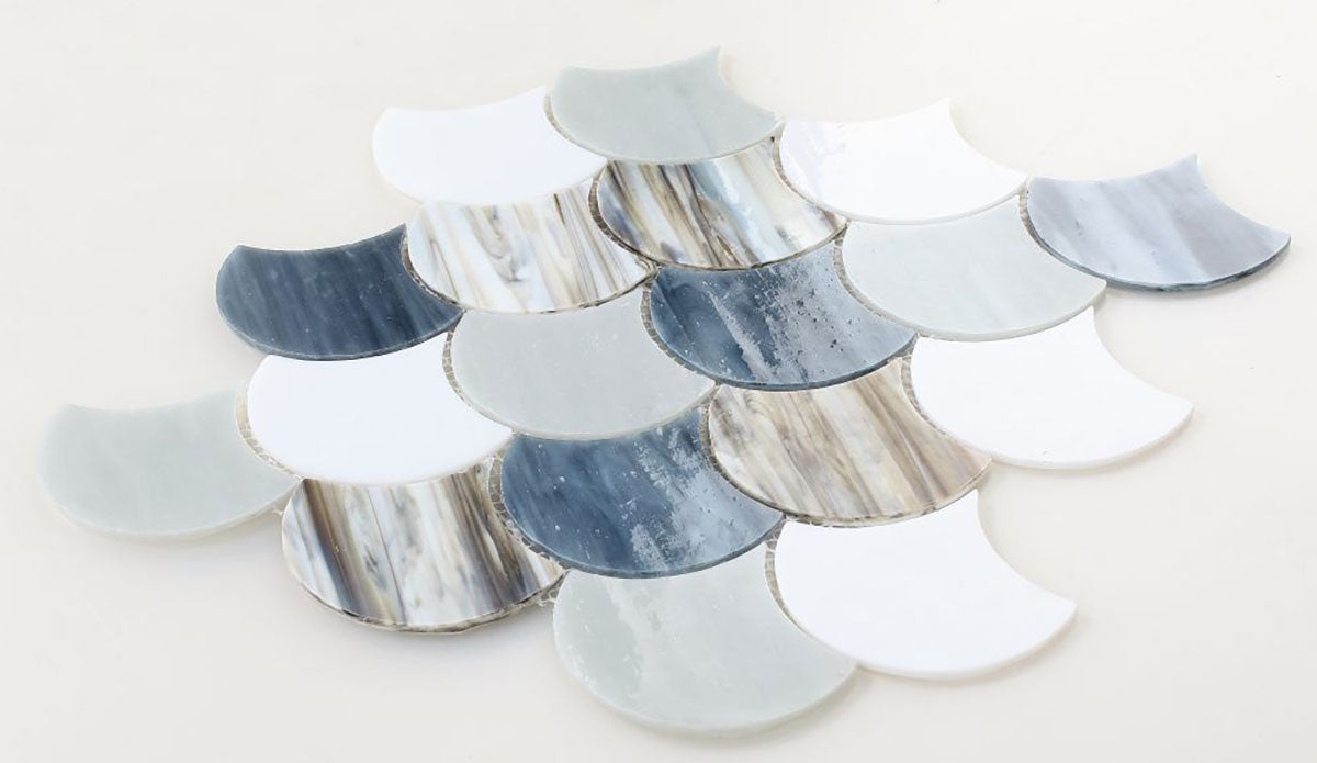 Mosaic Glass Tile Fish Scale Shape - Riff