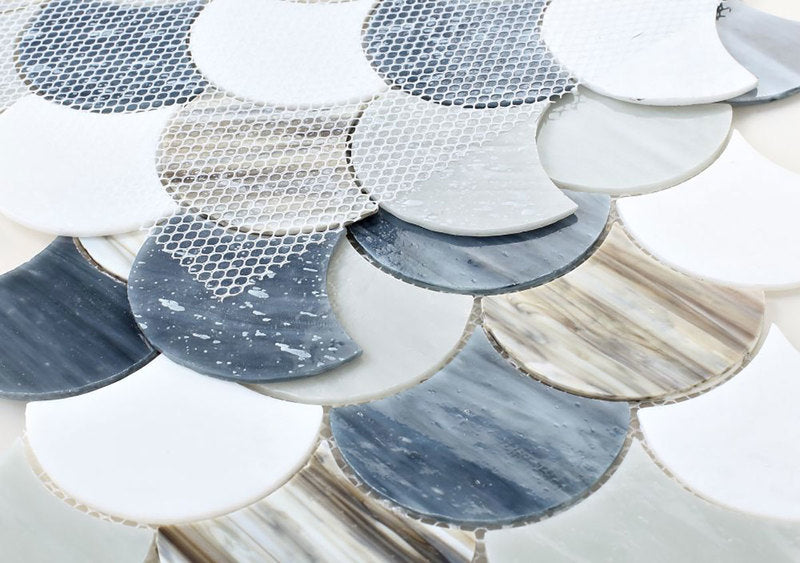 Mosaic Glass Tile Fish Scale Shape - Riff
