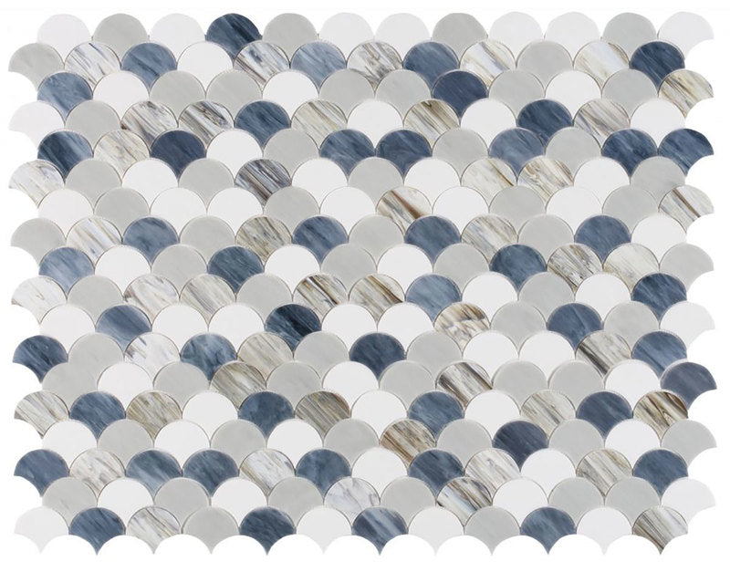 Mosaic Glass Tile Fish Scale Shape - Riff