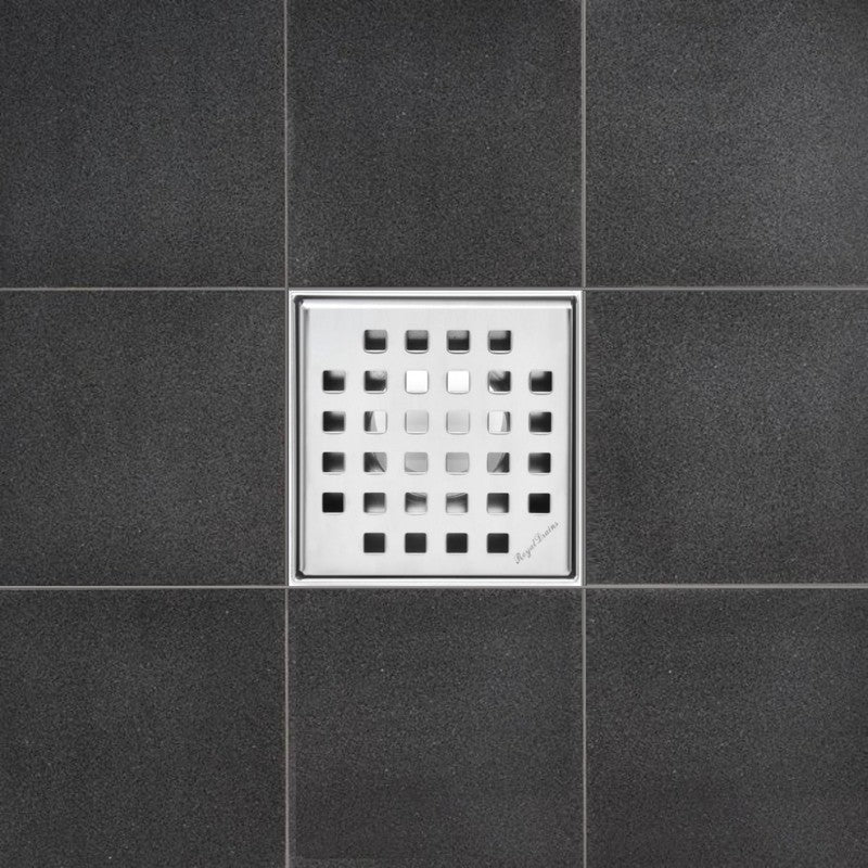 SereneDrains Square Shower Drain Traditional Square 4 Polished