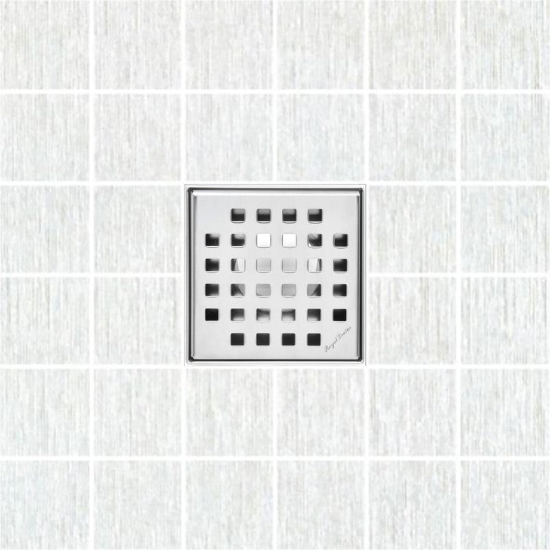 SereneDrains Square Shower Drain Traditional Square 4 Polished