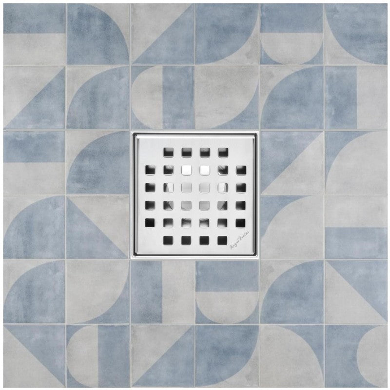 SereneDrains Square Shower Drain Traditional Square 4 Polished
