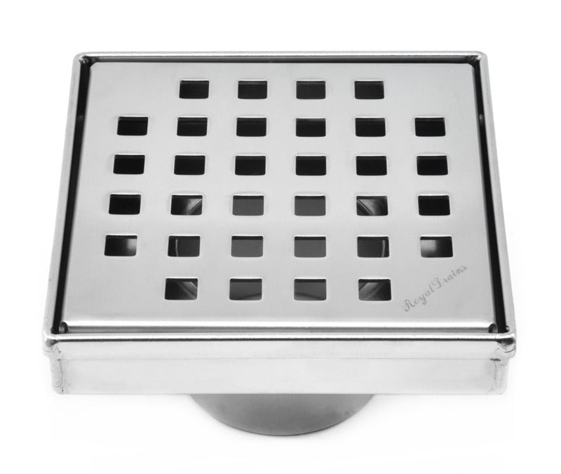 SereneDrains Square Shower Drain Traditional Square 4 Polished