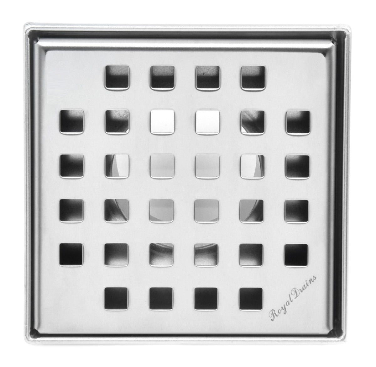 SereneDrains Square Shower Drain Traditional Square 4 Polished