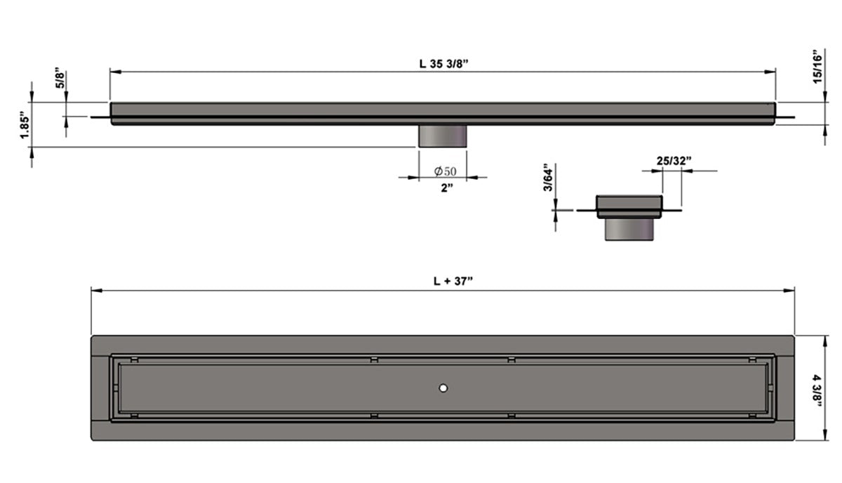 SereneDrains Linear Shower Drain Tile Insert Brushed Nickel 35