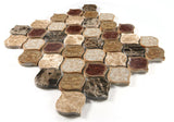 Mosaic Crackle Glass n Marble Tile Arabesque Shape - Cappuccino