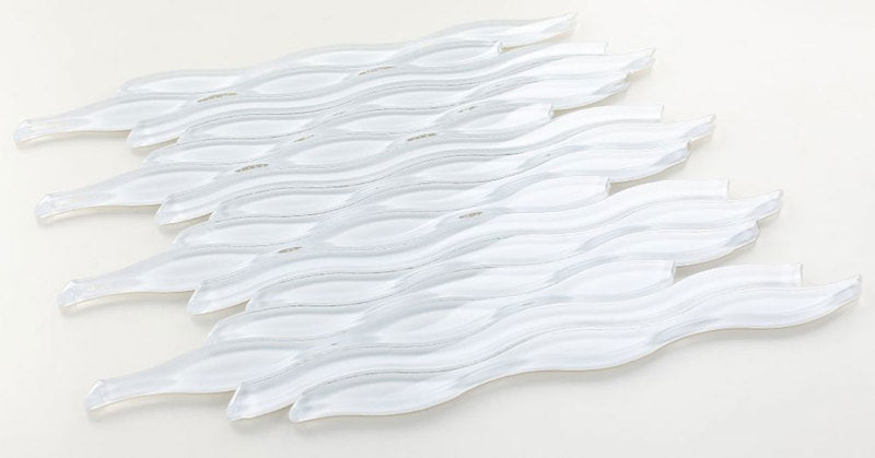 Mosaic Glass Tile Surface Waves - White