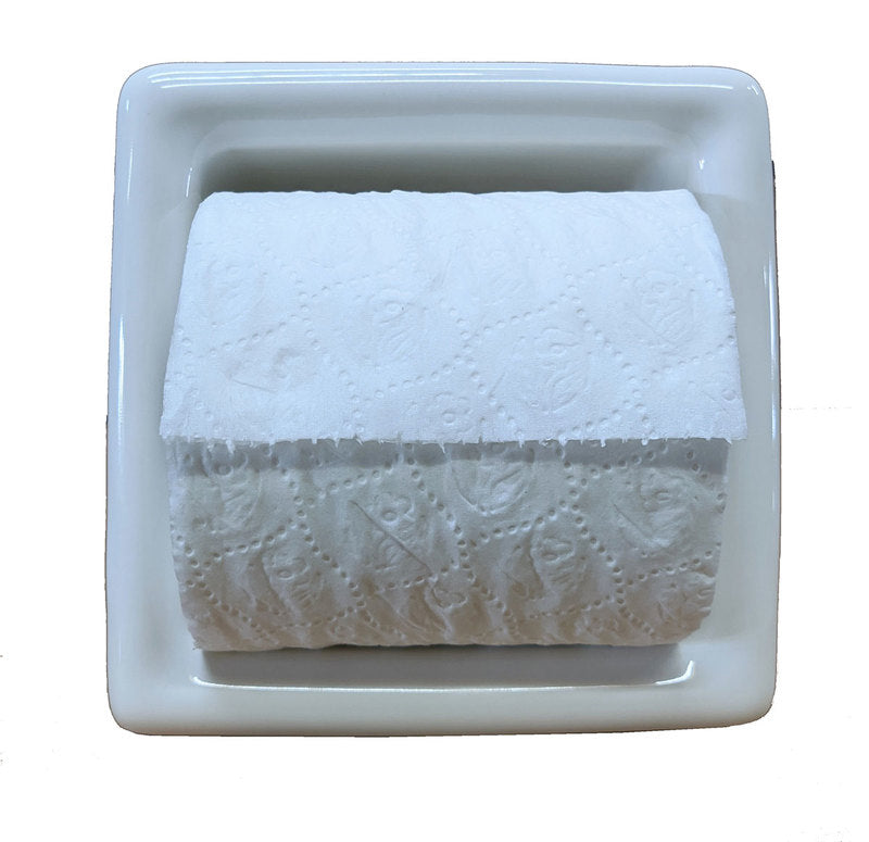 Porcelain Recessed Tissue Holder White Glossy