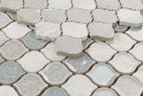 Mosaic Crackle Glass and Marble Tile Arabesque Shape - Purple