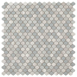 Mosaic Crackle Glass and Marble Tile Arabesque Shape - Purple