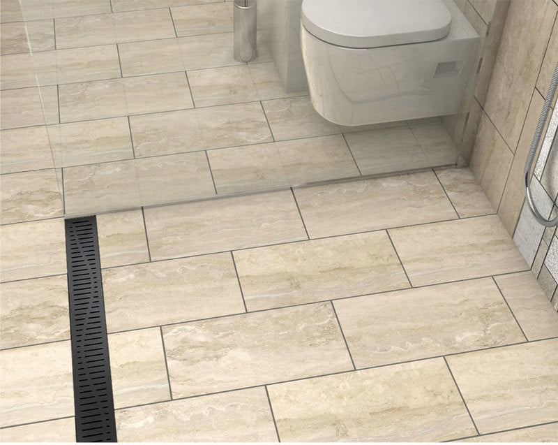 Quartz Linear Shower Drain Matte Black - Wave 40