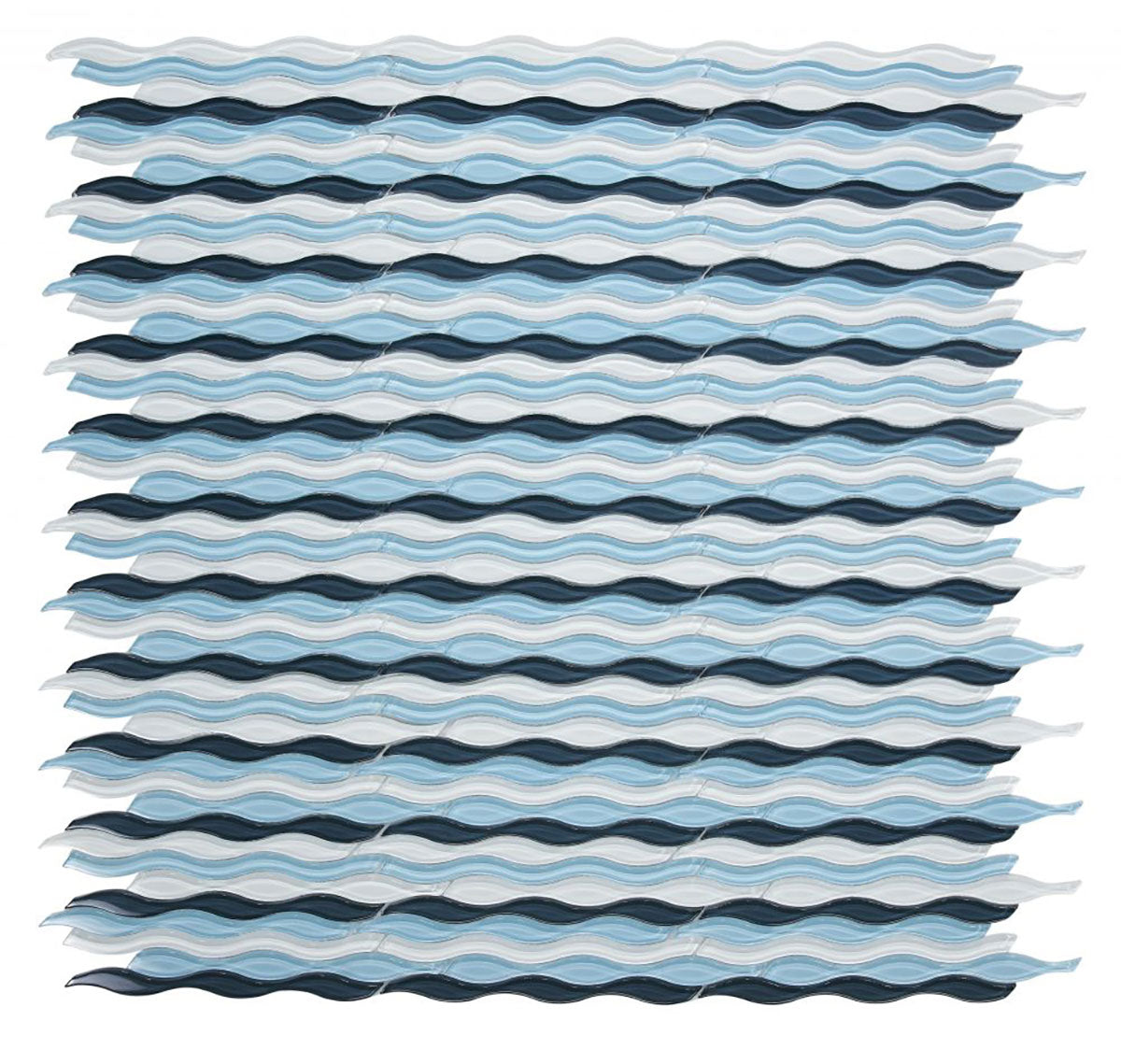 Mosaic Glass Tile Surface Waves - Ocean Blue