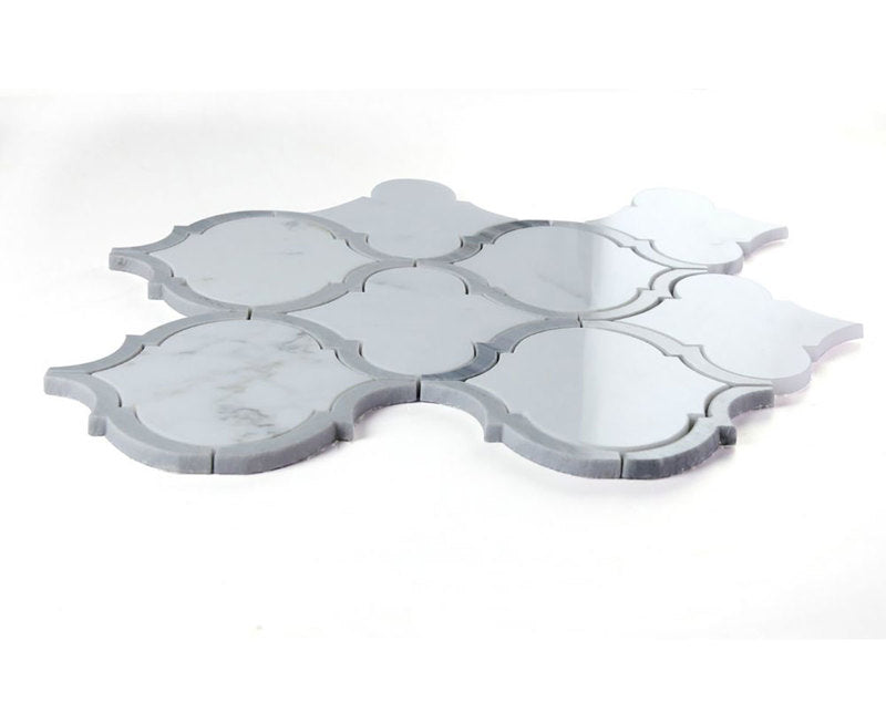Arabesque Shape White Carrara marble - Blue Sky