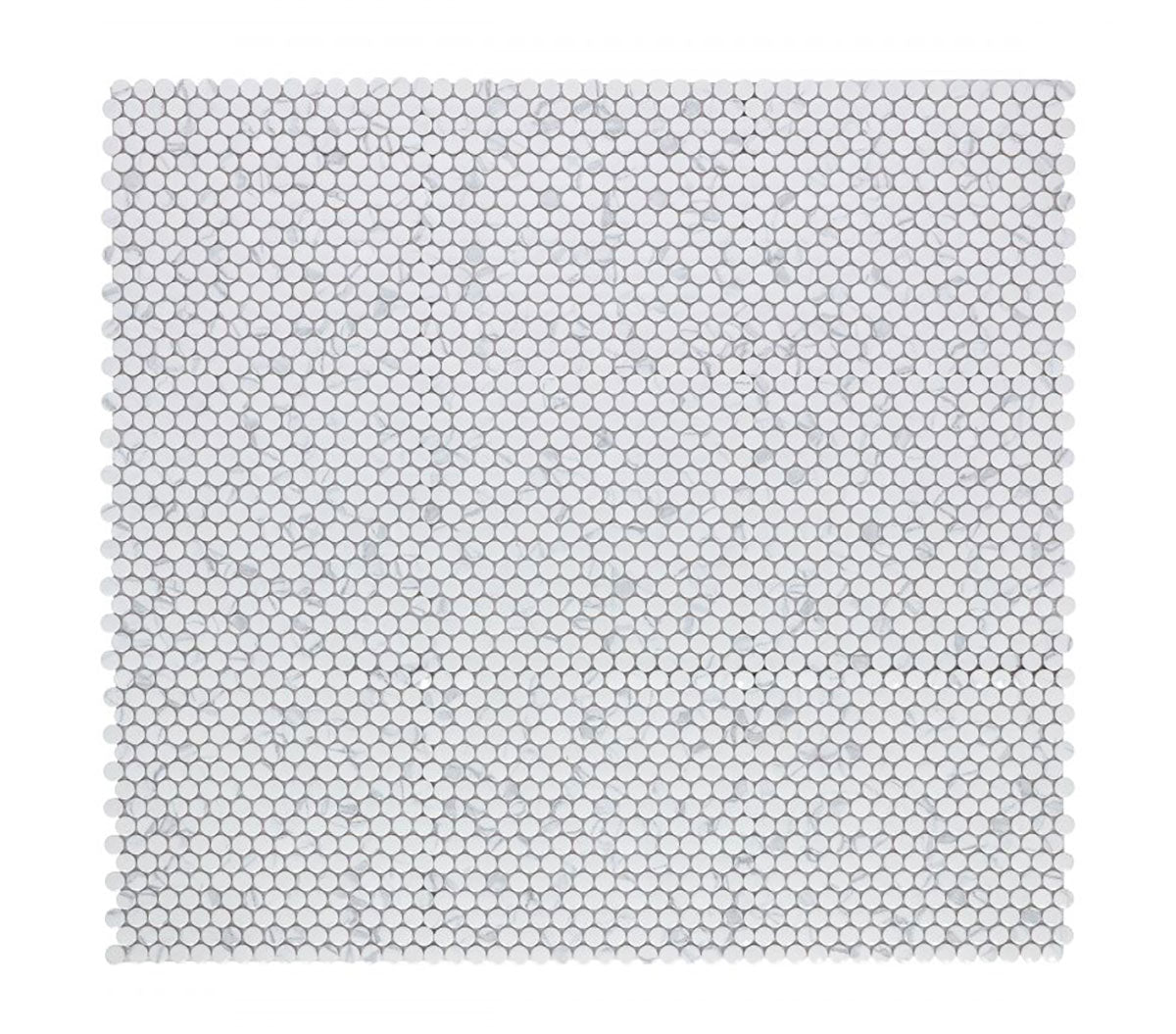 Mosaic Handmade Porcelain Penny Round - Marble Grey Matte