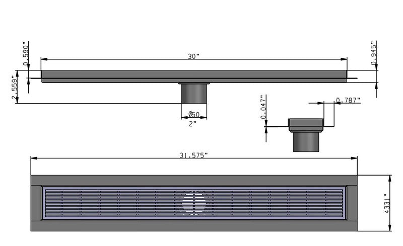 SereneDrains Linear Shower Drain Linear Wedge - Brushed 30