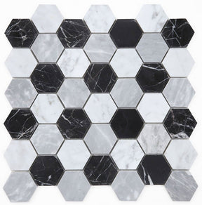 Mosaics Marble Calacatta and Marquinia Hexagon - Checker