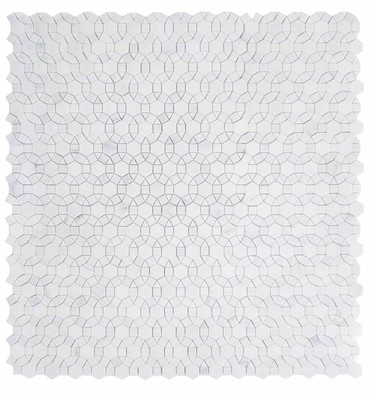 Mosaic Calacatta Marble Circular Shape - White