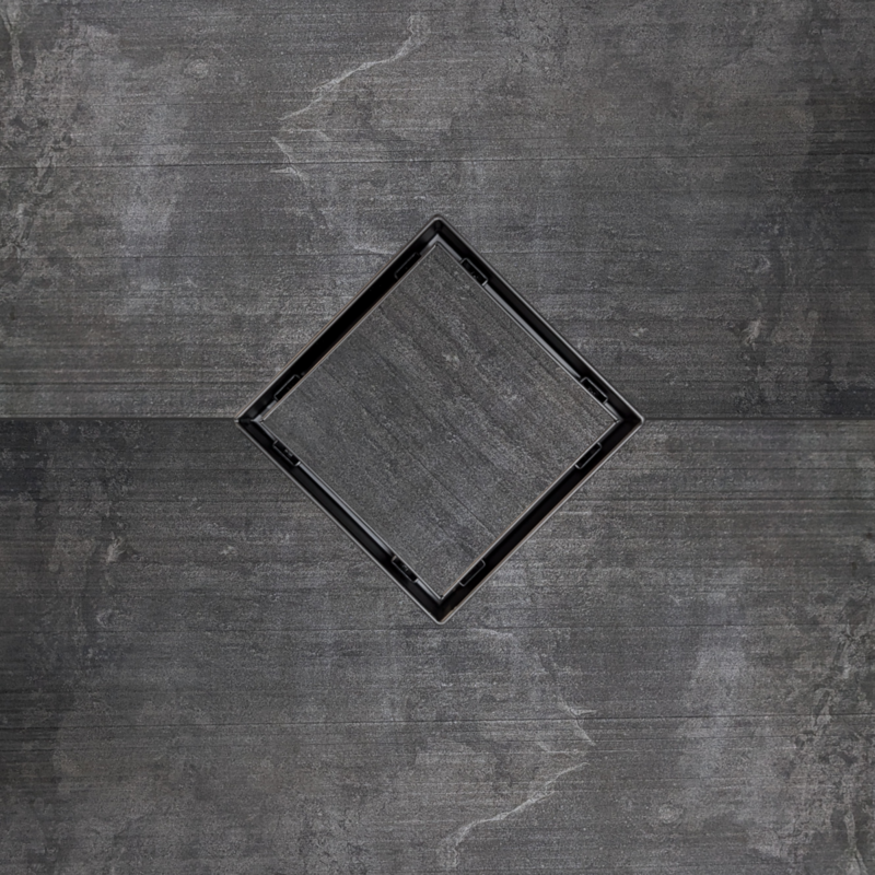 SereneDrains Square Shower Drain Tile Insert Matte Black 5 Inch