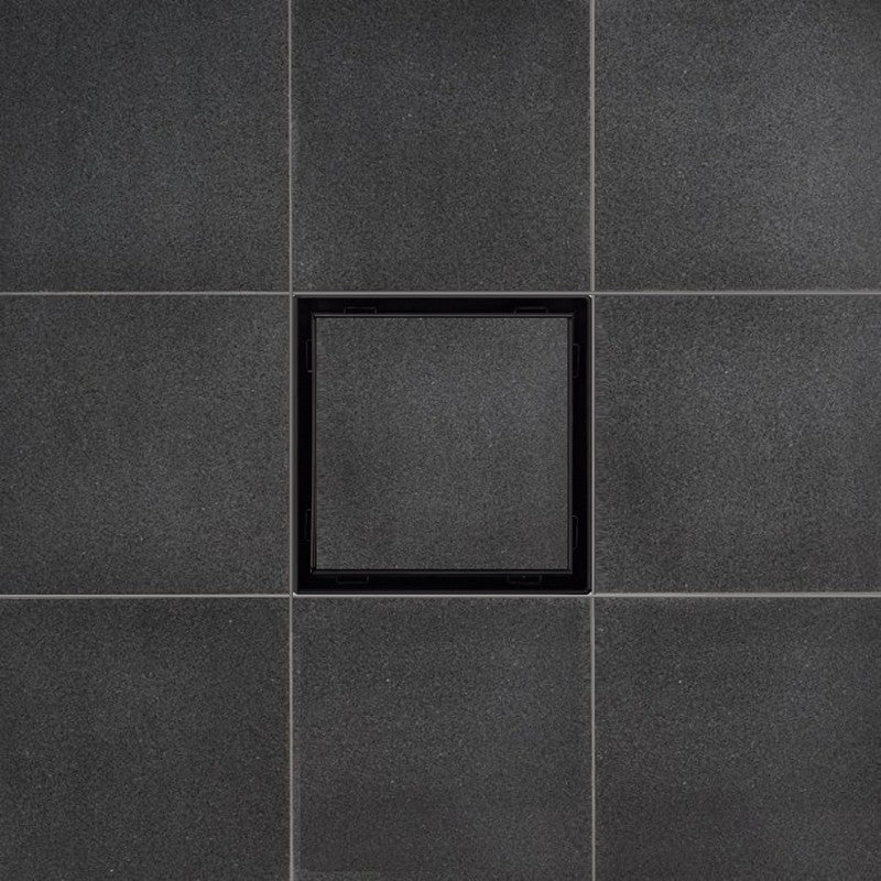 SereneDrains Square Shower Drain Tile Insert Matte Black 5 Inch