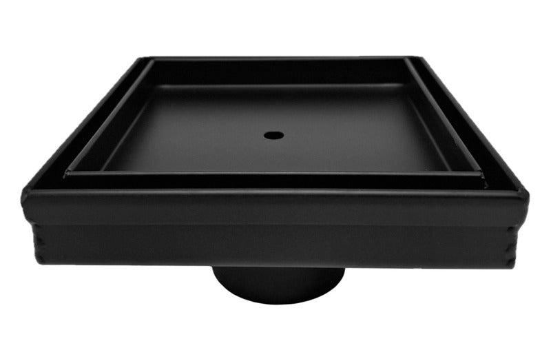 SereneDrains Square Shower Drain Tile Insert Matte Black 5 Inch