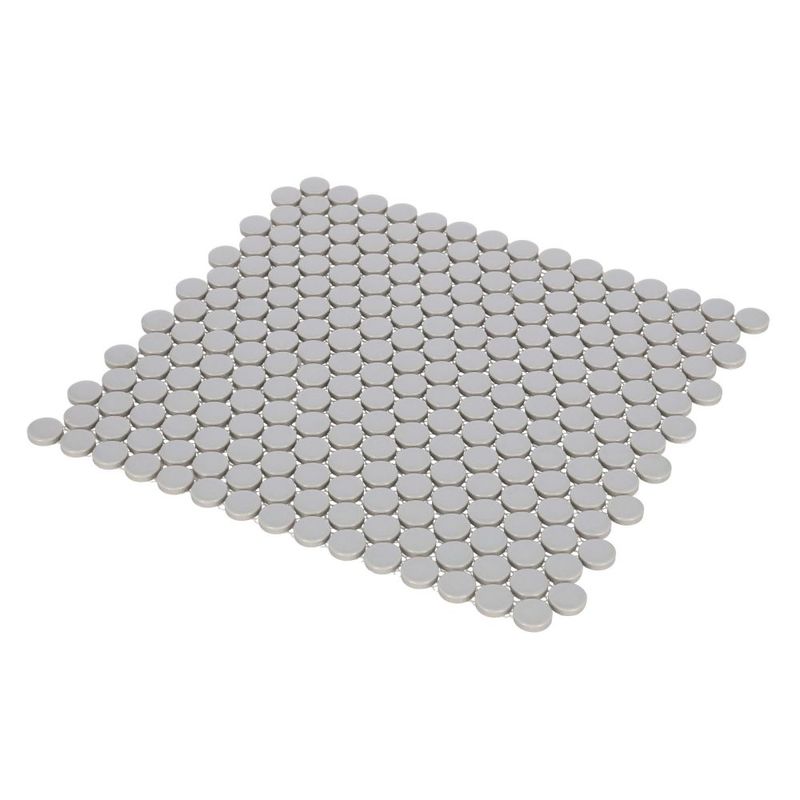 Mosaic Handmade Porcelain Penny Round - City Grey Matte