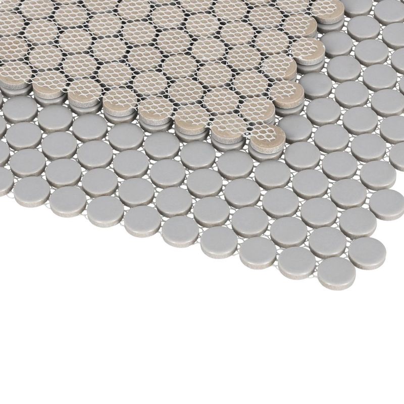 Mosaic Handmade Porcelain Penny Round - City Grey Matte