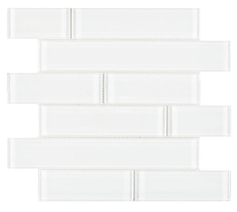Mosaic Linear Glass Tiles Casale White Shining 2 x 6