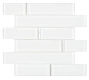 Mosaic Linear Glass Tiles Casale White Shining 2 x 6
