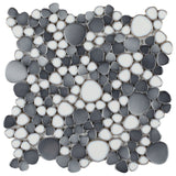 Mosaic Porcelain Tile Mancala Pebble Series - Silver Grey