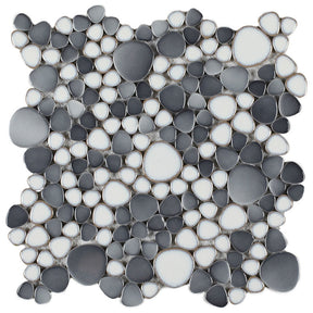 Mosaic Porcelain Tile Mancala Pebble Series - Silver Grey