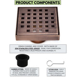 SereneDrains Square Shower Drain Traditional Square 4 ORB